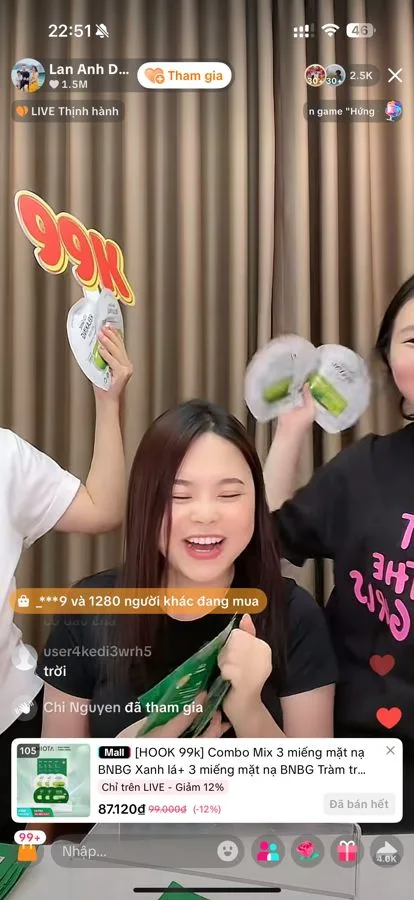 Lan Anh Daily live - 1.5M tim 1280 người đang mua